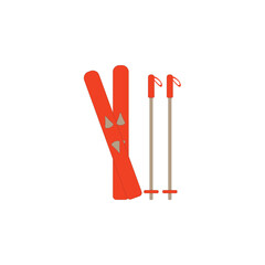 Skis and a sticks icon. Simple winter games icon. Can be used as web element, design icon.