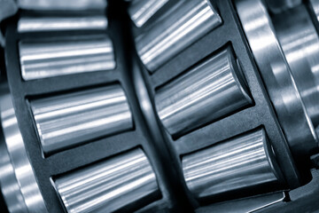 roller bearings on white background, blank for creativity close-up selective focus