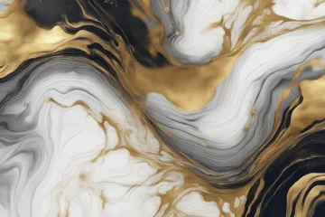 Fotobehang beautiful abstract fluid art background texture ink and gold mixed texture © ramses