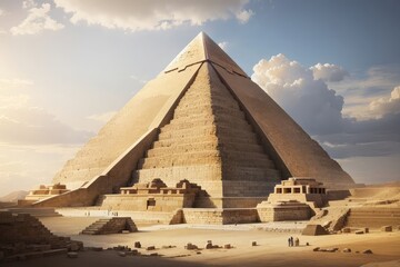 pyramid of Giza at sunrise of the daytime background photo - obrazy, fototapety, plakaty