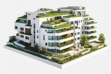 Green nature-friendly building in the city background photo
