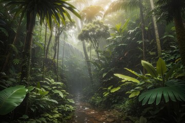 tropical rain forest in the jungle background photo