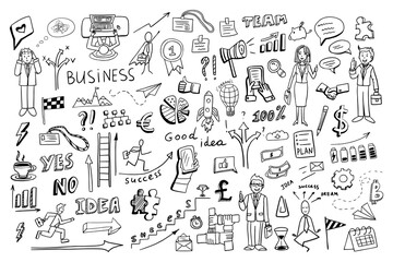 Big set of  business elements in doodle style. Hand drawn vector illustration EPS10. Great for banner, posters, cards, stickers and professional design. © Natalia