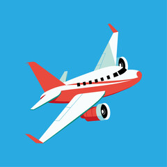 Obraz na płótnie Canvas Plane or airplane in the sky vector illustration in flat style. Icon White, flying plane, top view