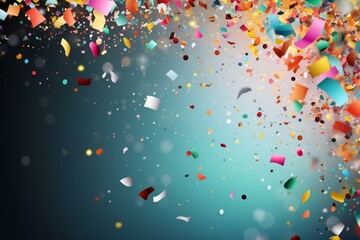 Colorful celebration background with confetti. Generative AI