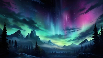 Poster aurora borealis, showcasing the beauty of the cosmos - generative AI © Nad