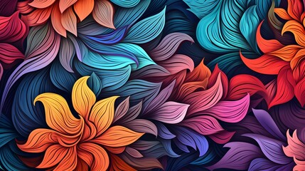 Background of illustrated multicolor Flowers. Creative Wallpaper 