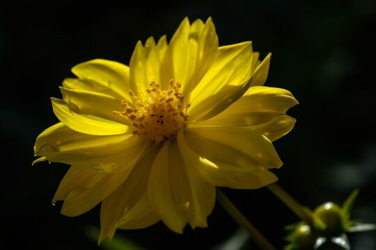 Bright yellow blossom with petals resembling the sun. Generative AI
