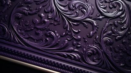 A deep purple frame with a beveled edge and a delicate scrollwork pattern