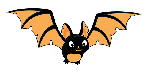 Funny retro Halloween character bat. Happy Halloween. Fashion retro cartoon style vector.