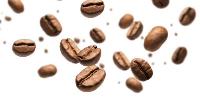 Flying coffee beans in white isolated background © Voilla