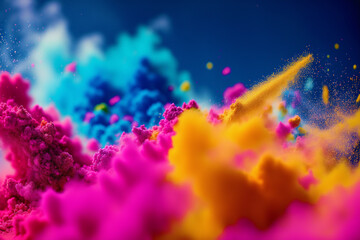 A Spectacular Powder Explosion Unleashed. Embracing the Splendor of Colorful Powder Explosions. Copy space. Generative AI