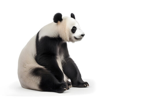 Giant panda on a white background, studio shot.