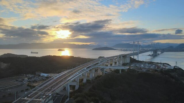 日本の風景・瀬戸大橋のドローン映像