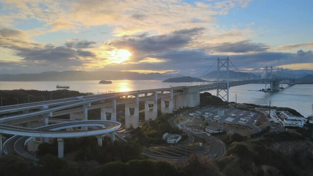 日本の風景・瀬戸大橋のドローン映像
