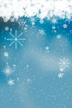 Abstract blue Winter Background with snow flakes.