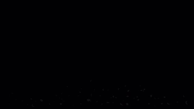 Cartoon drool falling from bottom to top on a black screen. Animation of a viscous liquid collapsing into a pile. Doodle particles in 4K with alpha channel.