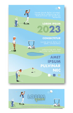 Affiche banni&egrave;re vectorielle &eacute;v&egrave;nement golf