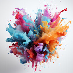 Colorful blast texture effect on white background, water color backdrop