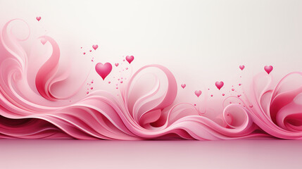 3d heart shapes pink swash flowring background, valentine day background