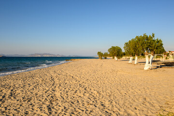 Long and sandy beach in Marmari on the island of Kos. Greece