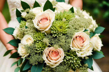 Obraz na płótnie Canvas A Captivating Wedding Bouquet for Forever Love.Eternal Blooms. Generative AI