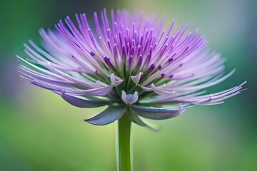 Extreme macro closeup of purple chive flower. high quality photo. 