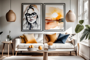 Living Room with Modern Art Frame