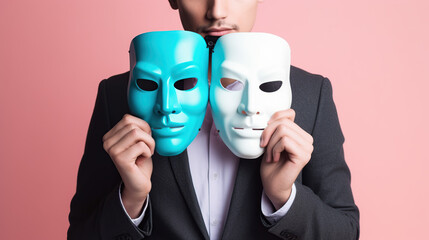 closeup of hands holding plastic mask