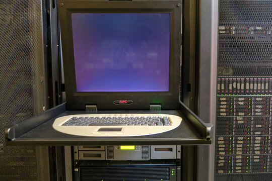 The monitor screen in the server room displays important information about the system's performance - Moscow, Russia, September 17, 2022