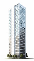 Modern skyscraper building isolated, cutout white urban high-rise cityscape and office firm background for architecture visual concept design assets infrastructure block, Generative AI