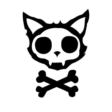 Cat skull crossbones vector icon, Pirate cat vector, Pirate cat symbol, Cat skull icon