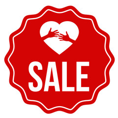 Like follow heart SALE red sticker stamp sign 2 hands