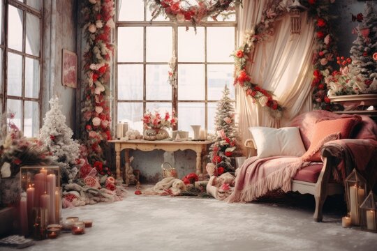 Boho x Christmas Background, Digital Backdrop For Christmas, High Quality Maternity Overlay