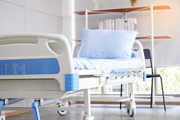 Patient beds inside the hospital.