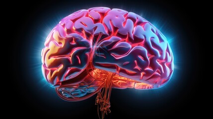 Digital illustration of a human brain - generative AI