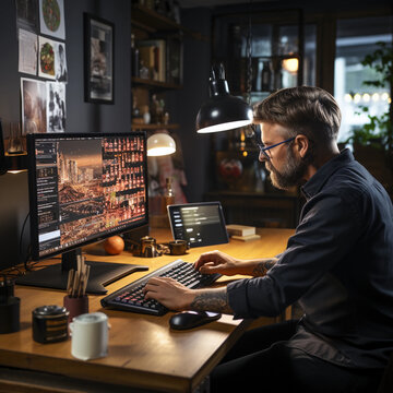 Web sites developer, programmer, designer in action 