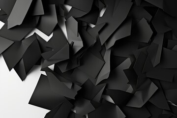 Black Paper Scraps Against White Wall Mockup. Сoncept Paper Scraps, Mockup Design, Black And White Contrast, Photography