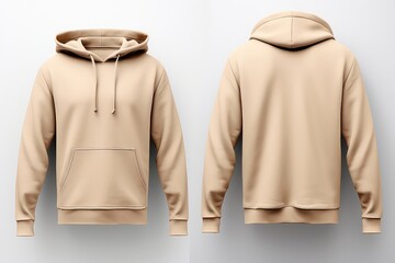 Beige Hoodie Template With Clipping Path, Ideal For Design Mockups Mockup . Сoncept Hoodie Mockup, Beige Hoodie Template, Design Mockups, Clipping Path - obrazy, fototapety, plakaty