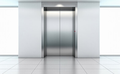 Modern elevator with closed doors. Metal Elevator, waiting Elevator
