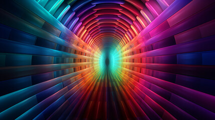 Dark tunnel of rainbow AI generated illustration 