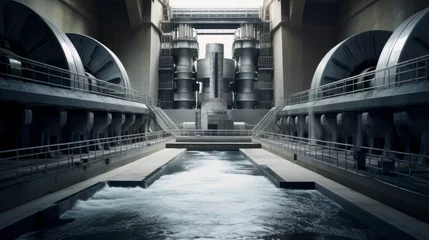 Foto op Aluminium A hydroelectric power station with turbines generating electricity from flowing water © Textures & Patterns