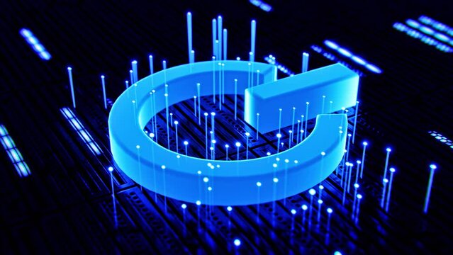  Power Icon And Fiber Optic Line, Animation.Full HD 1920&times;1080. 10 Second Long.