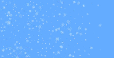 Christmas background. White delicate snowflakes on a blue background. New Year's holiday design