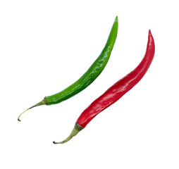 red and green chili peppers isolated