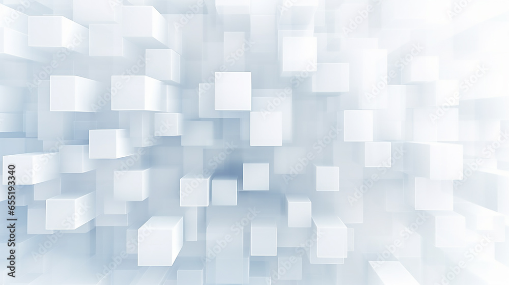 Poster abstract 3d square white technology communication concept background. random shifted white cube squa