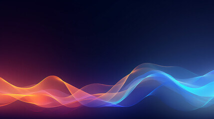 Dark abstract background with glowing wave. Shiny moving design element.  Futuristic technology wave concept.