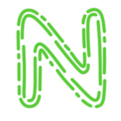 Neon green glowing minimalistic font letter N