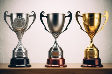 Gold, silver and bronze trophies. Ranked 1st, 2nd, 3rd, Generative AI
