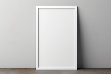 White Blank Poster With Frame Mockup On Grey Wall Mockup . Сoncept Poster Mockup, Frame Mockup, White Poster, Grey Wall.